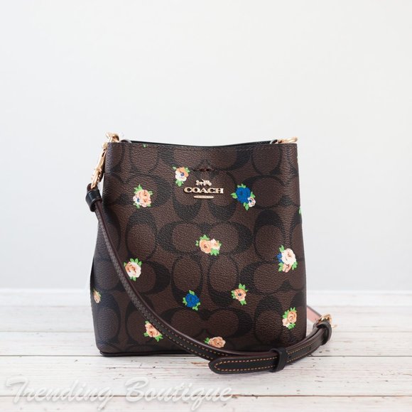 Coach Handbags - NWT Coach Mini Town Bucket Bag In Signature Canvas With Vintage Mini Rose